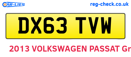 DX63TVW are the vehicle registration plates.
