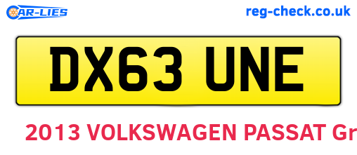 DX63UNE are the vehicle registration plates.