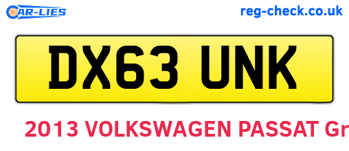 DX63UNK are the vehicle registration plates.