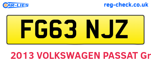 FG63NJZ are the vehicle registration plates.