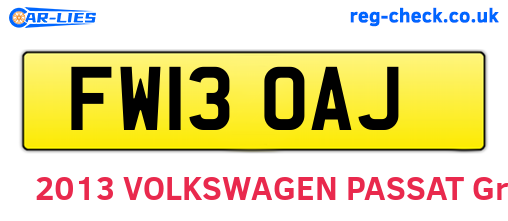 FW13OAJ are the vehicle registration plates.
