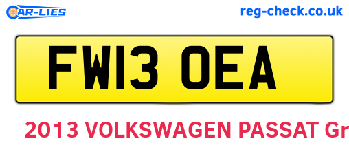 FW13OEA are the vehicle registration plates.
