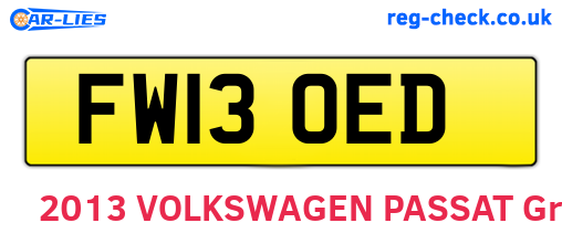 FW13OED are the vehicle registration plates.