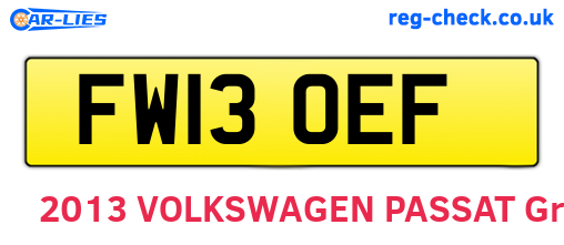 FW13OEF are the vehicle registration plates.