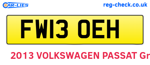 FW13OEH are the vehicle registration plates.