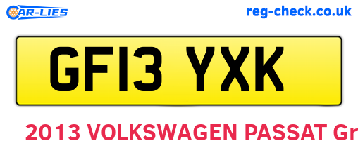 GF13YXK are the vehicle registration plates.