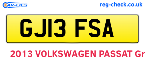 GJ13FSA are the vehicle registration plates.