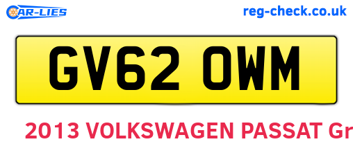 GV62OWM are the vehicle registration plates.