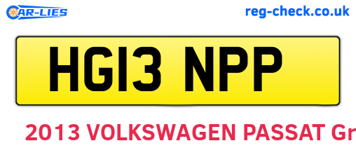 HG13NPP are the vehicle registration plates.