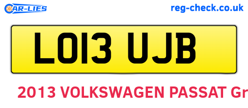 LO13UJB are the vehicle registration plates.