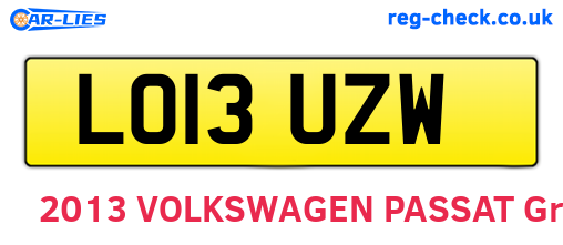 LO13UZW are the vehicle registration plates.