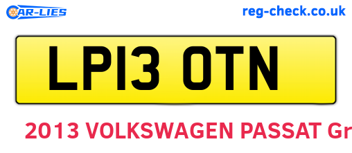 LP13OTN are the vehicle registration plates.