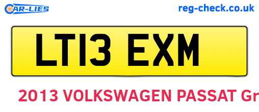 LT13EXM are the vehicle registration plates.
