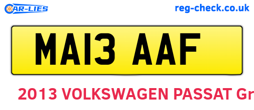 MA13AAF are the vehicle registration plates.