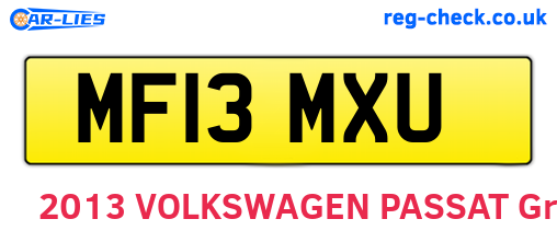 MF13MXU are the vehicle registration plates.