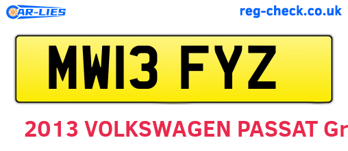 MW13FYZ are the vehicle registration plates.