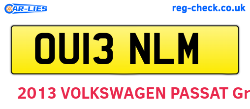 OU13NLM are the vehicle registration plates.