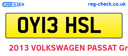 OY13HSL are the vehicle registration plates.