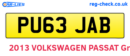 PU63JAB are the vehicle registration plates.