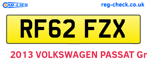 RF62FZX are the vehicle registration plates.