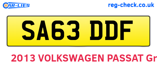 SA63DDF are the vehicle registration plates.