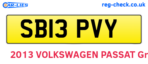 SB13PVY are the vehicle registration plates.