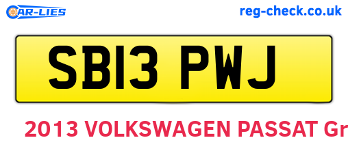 SB13PWJ are the vehicle registration plates.