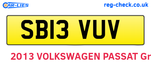 SB13VUV are the vehicle registration plates.