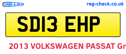 SD13EHP are the vehicle registration plates.