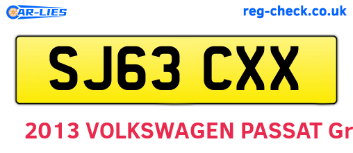 SJ63CXX are the vehicle registration plates.