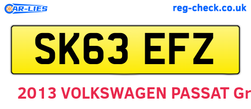 SK63EFZ are the vehicle registration plates.