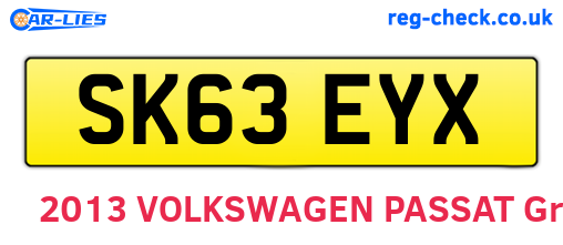 SK63EYX are the vehicle registration plates.