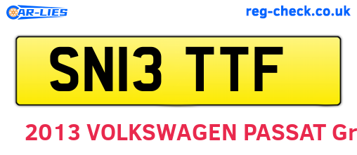 SN13TTF are the vehicle registration plates.