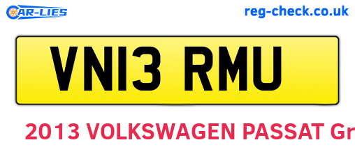 VN13RMU are the vehicle registration plates.