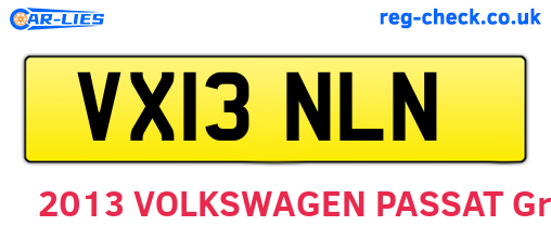 VX13NLN are the vehicle registration plates.