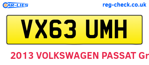 VX63UMH are the vehicle registration plates.