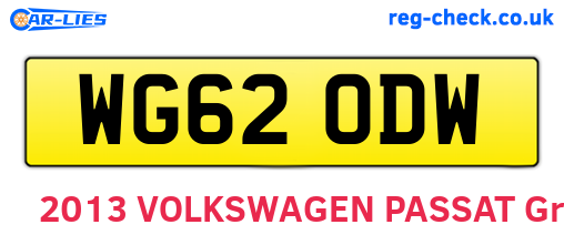 WG62ODW are the vehicle registration plates.