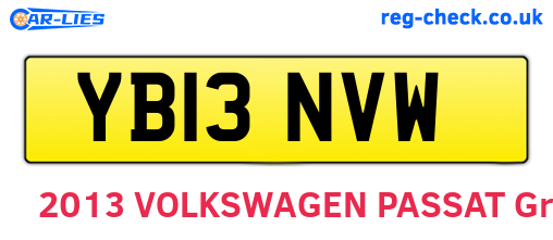 YB13NVW are the vehicle registration plates.