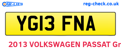 YG13FNA are the vehicle registration plates.