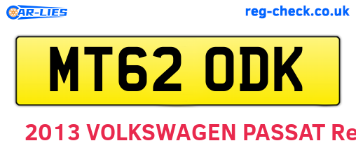 MT62ODK are the vehicle registration plates.