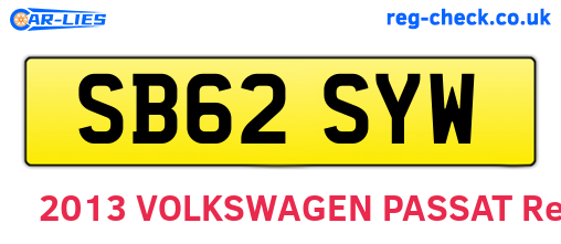 SB62SYW are the vehicle registration plates.