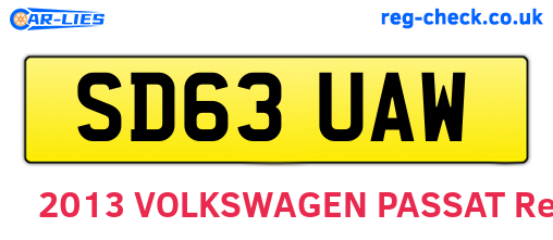 SD63UAW are the vehicle registration plates.