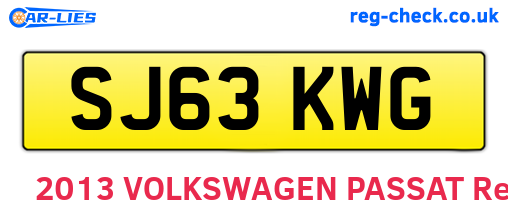 SJ63KWG are the vehicle registration plates.