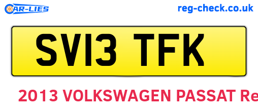 SV13TFK are the vehicle registration plates.