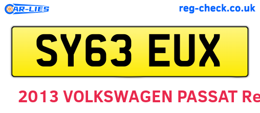 SY63EUX are the vehicle registration plates.
