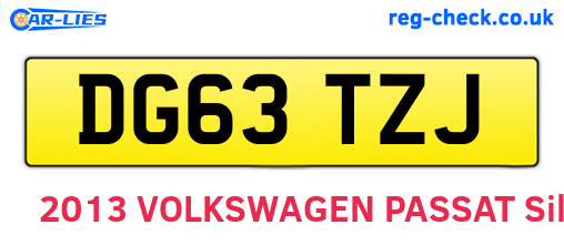 DG63TZJ are the vehicle registration plates.
