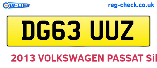 DG63UUZ are the vehicle registration plates.