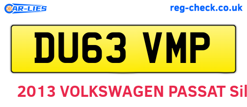 DU63VMP are the vehicle registration plates.