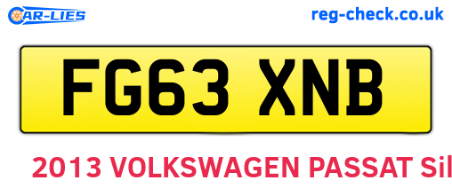 FG63XNB are the vehicle registration plates.