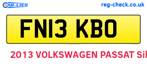 FN13KBO are the vehicle registration plates.